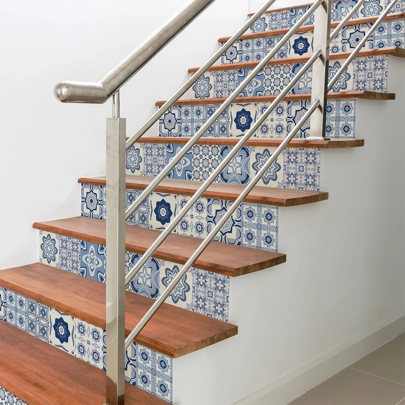 Ambiance Sticker Ophelia Stair Tile Stickers for Stairs Tiles - 2 Strips of 15 cm x 105 cm