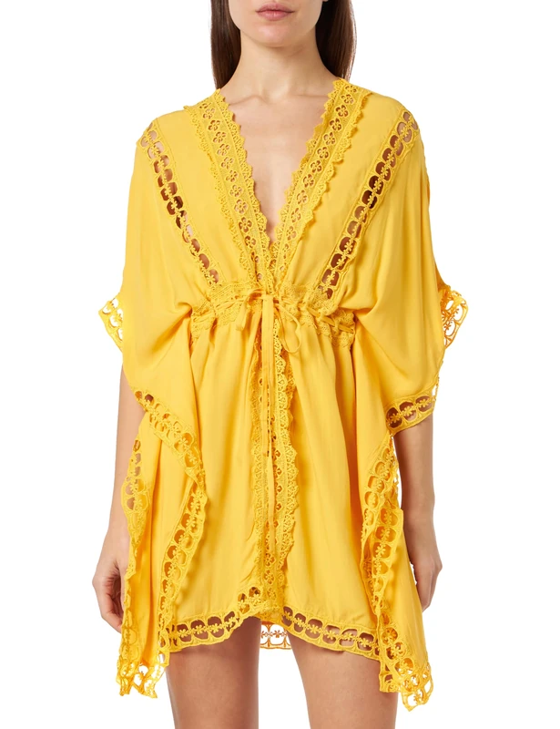 aleva Women's Kimono with Hole tip, Yellow, S