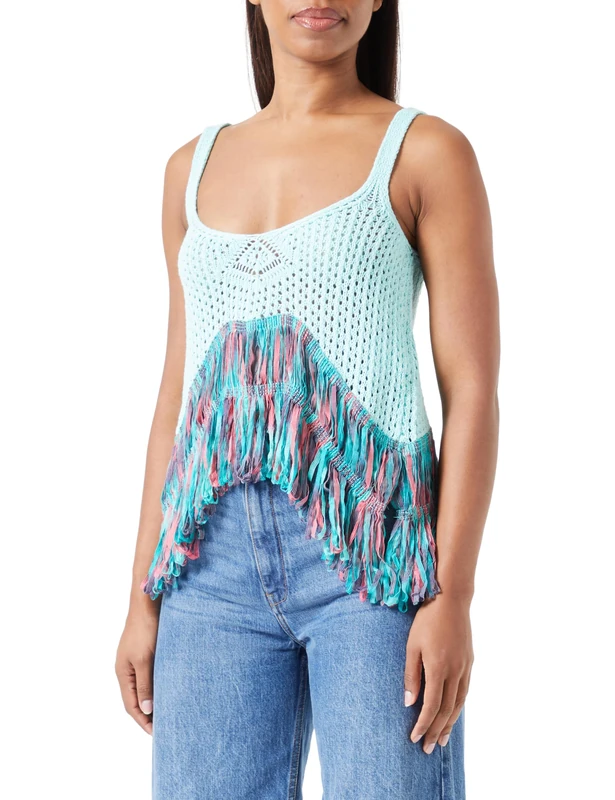 NALLY Women's Knitted top, Turquoise Multi-Coloured, L - Image 1