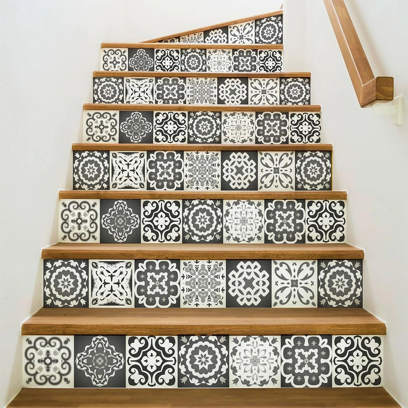 Ambiance Sticker Eloisa Stair Tile Stickers for Stairs Tiles - 2 Strips of 15 cm x 105 cm - Image 1