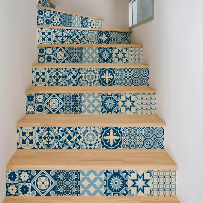 Ambiance Sticker Adhesive Stair Tiles Riser Rinato Sticker for Stairs Cement Tiles – 2 Strips of 15 cm x 105 cm
