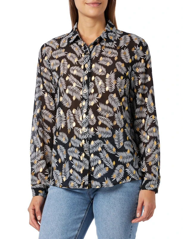 nascita Women's Blouse, Black Multi-Coloured, S