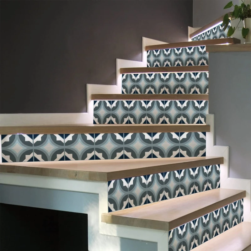 Ambiance Sticker Laurina Stair Tile Stickers for Stairs Tiles - 2 Strips of 15 cm x 105 cm