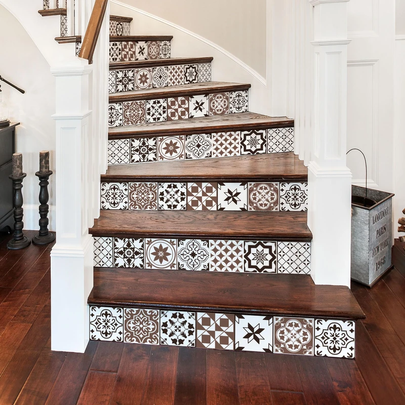 Ambiance Sticker Simonetta Stair Tile Stickers for Stairs Tiles - 2 Strips of 15 cm x 105 cm