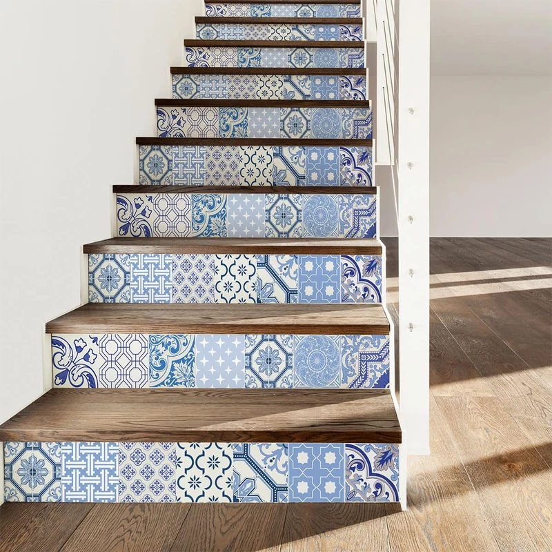 Ambiance Sticker Ursulina Stair Tile Stickers for Stairs Tiles - 2 Strips of 32 x 112 cm