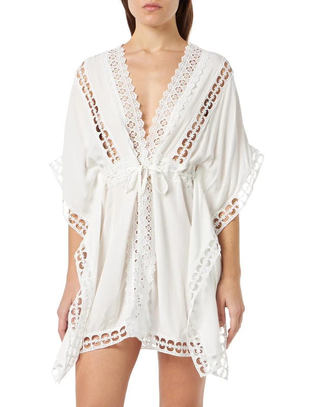 aleva Women's Kimono with Hole tip, Wool White, S