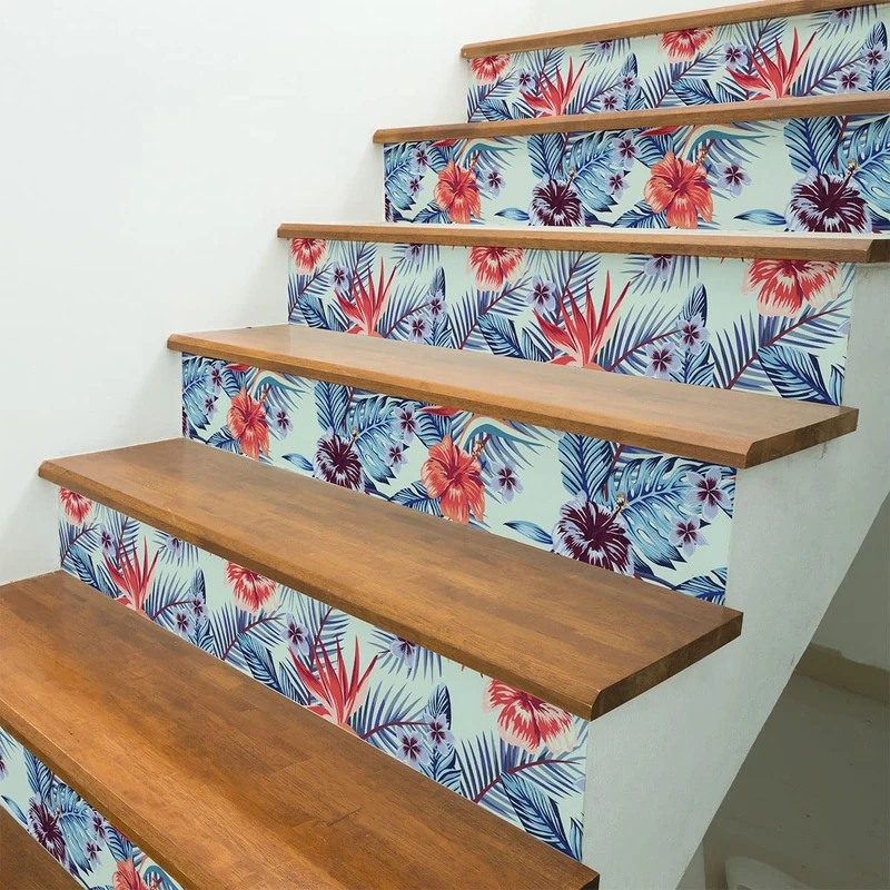 Ambiance Sticker Stair Tile Stickers - Tropical Natal Sticker for Stairs - 2 Strips of 34 x 119 cm - Image 1