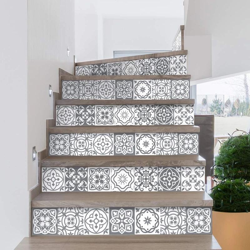 Ambiance Sticker Berto Stair Tile Stickers for Stairs Tiles - 2 Strips of 13.5 x 94.5 cm