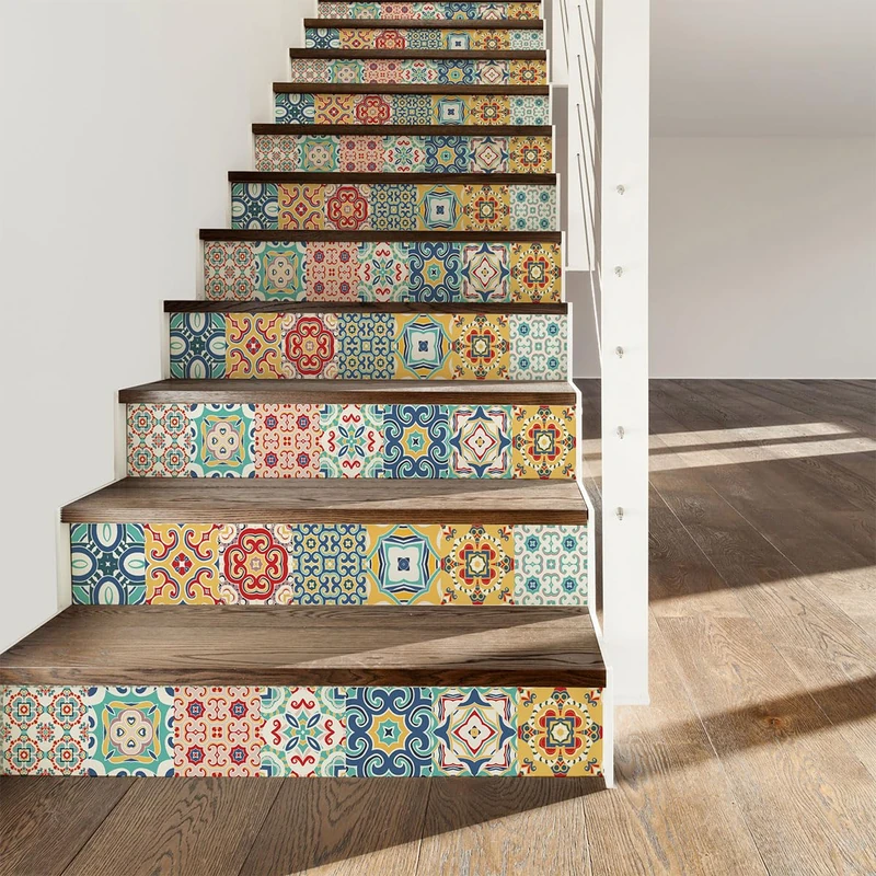 Ambiance Sticker Fionetina Stair Tile Stickers for Stairs Tiles - 2 Strips of 15 cm x 105 cm