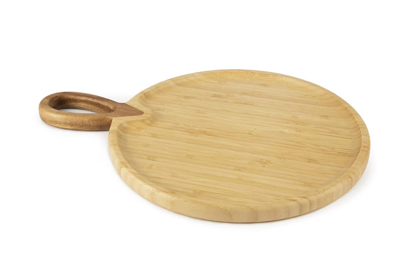 Excelsa Eco Living Round Chopping Board/Tray, Bamboo and Acacia, Diameter 30 cm