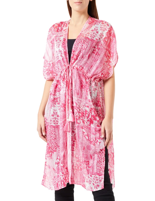 ZITHA Women's Kimono, Pink-White, XS
