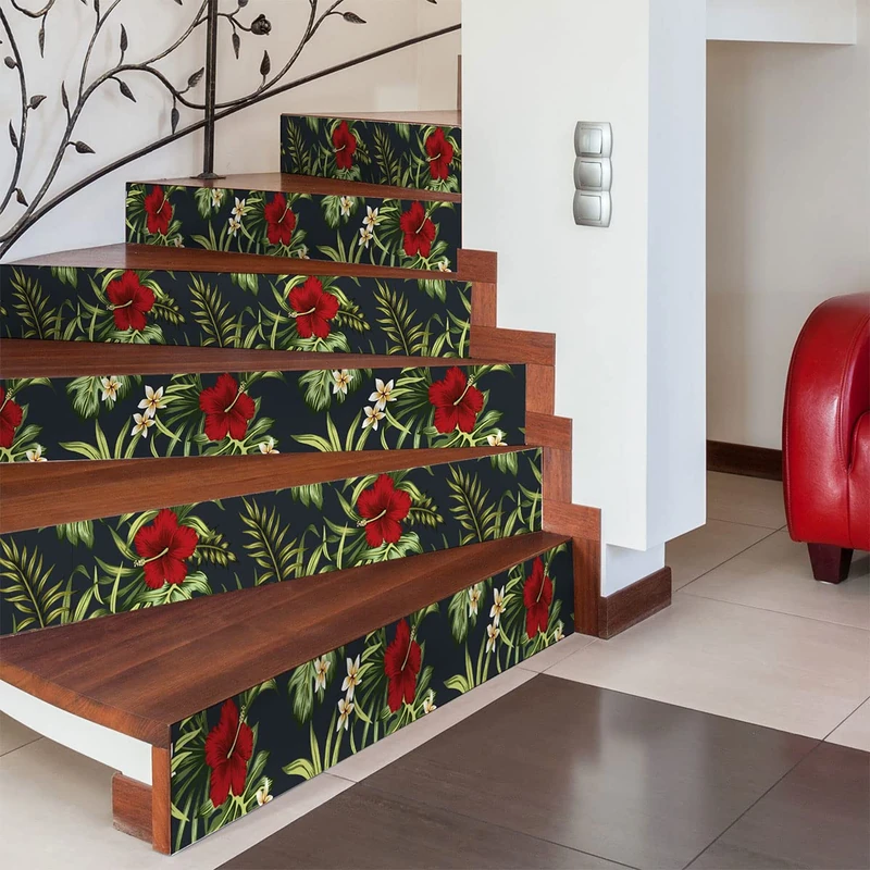 Ambiance Sticker Adhesive Stairs Tiles Riser Tropical Riberalta Sticker for Stairs Cement Tiles – 2 Strips of 33 x 115.5 cm - Image 1