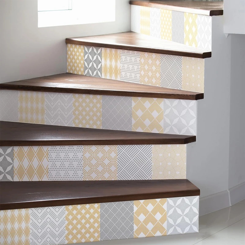Ambiance Sticker Ingvar Stair Tile Stickers for Stairs Tiles - 2 Strips of 15 cm x 105 cm