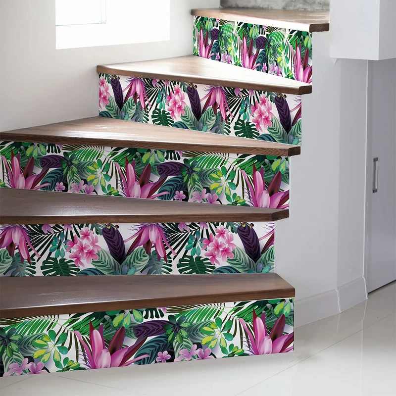 Ambiance Sticker Stair Tile Stickers Tropical Uvita Sticker for Stairs Cement Tiles – 2 Strips of 38 x 133 cm - Image 1