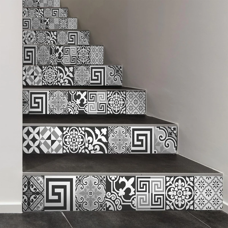 Ambiance Sticker Melania Stair Tile Stickers for Stairs Tiles - 2 Strips of 37 x 129.5 cm