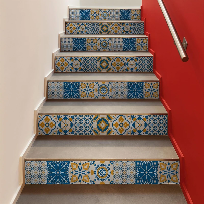 Ambiance Sticker Luisino Stair Tile Stickers for Stairs Tiles - 2 Strips of 15 cm x 105 cm