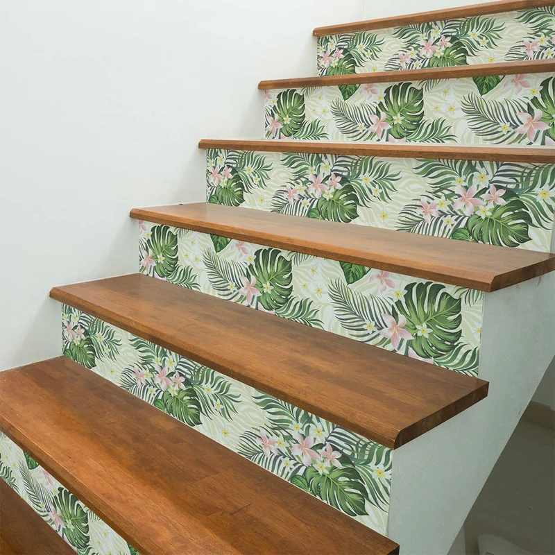 Ambiance Sticker Bermejo Tropical Stair Tile Stickers for Stairs Cement Tiles – 2 Strips of 38 x 133 cm - Image 1