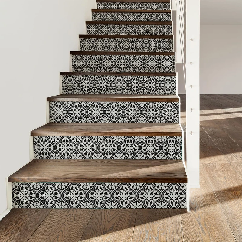 Ambiance Sticker Lucia Stair Tile Stickers for Stairs Tiles - 2 Strips of 15 cm x 105 cm - Image 1