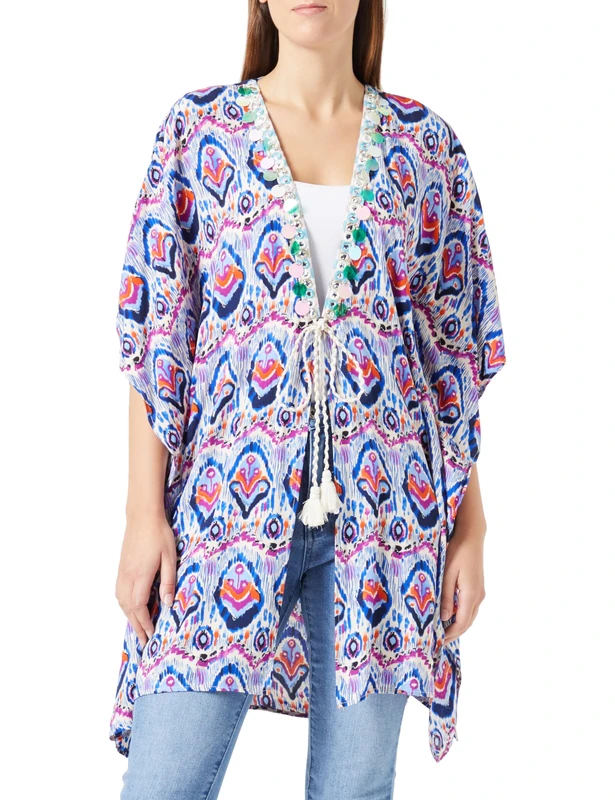 ZITHA Women's Kimono, Blue Multicoloured, XS