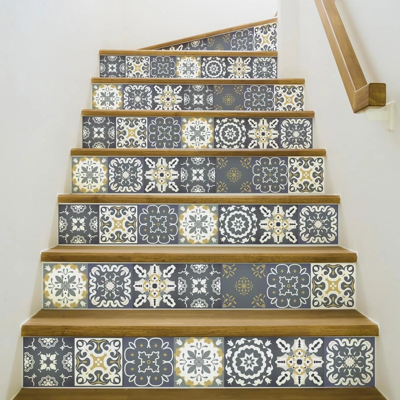 Ambiance Sticker Otello Stair Tile Stickers for Stairs Tiles - 2 Strips of 16 x 112 cm - Image 1