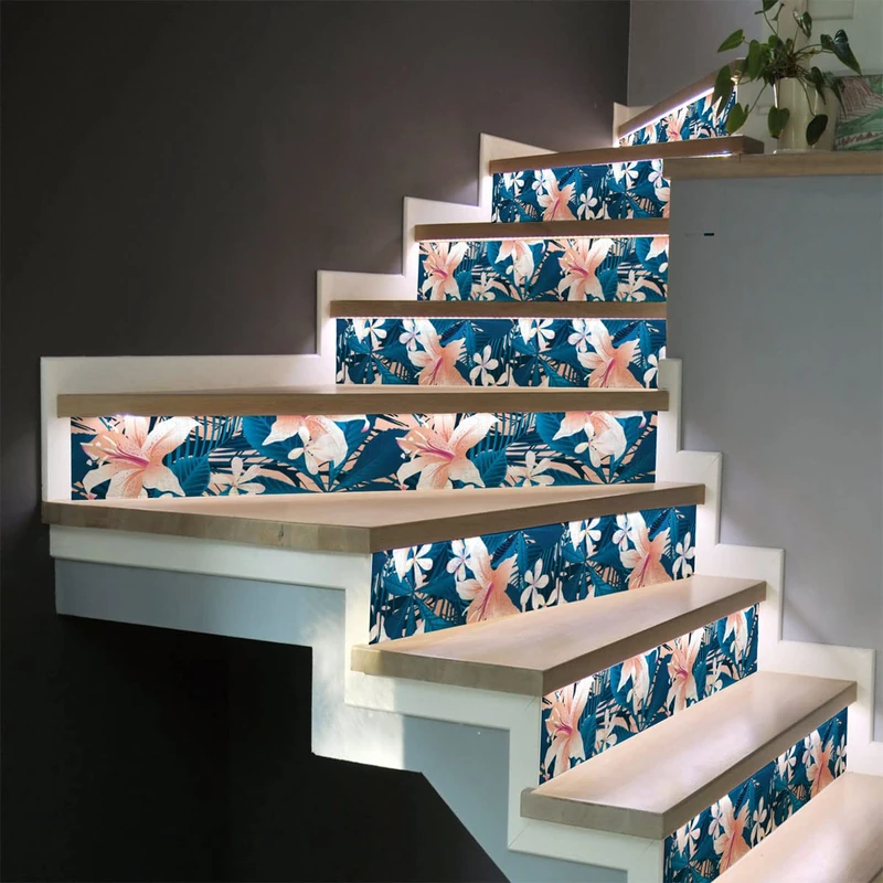Ambiance Sticker Talara Tropical Riser Tile Stickers for Stairs Cement Tiles – 2 Strips of 38 x 133 cm - Image 1