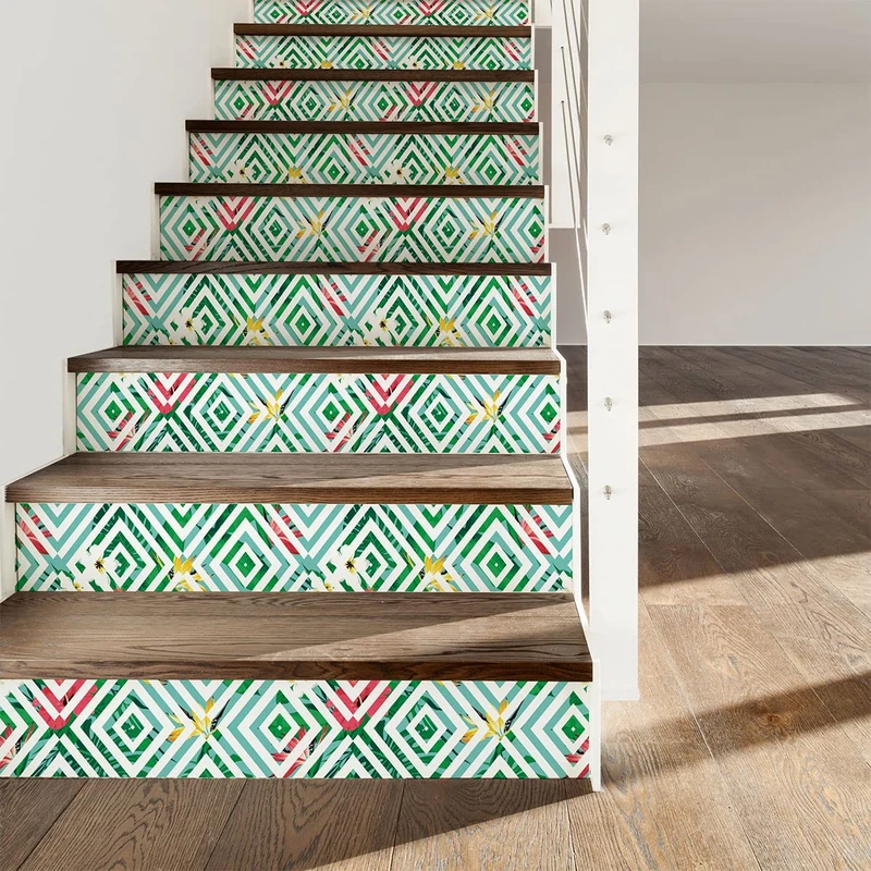Ambiance Sticker Stickers Stairs Tiles Tropical Ciudad Del Plata Sticker for Stairs Cement Tiles – 2 Strips of 30 x 105 cm