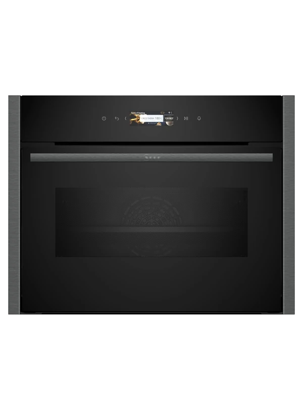 NEFF N90 C24MR21G0B Compact Oven with Microwave Function, 3.7" Full Touch Display, Soft Close and Soft Opening, 60 x 45cm