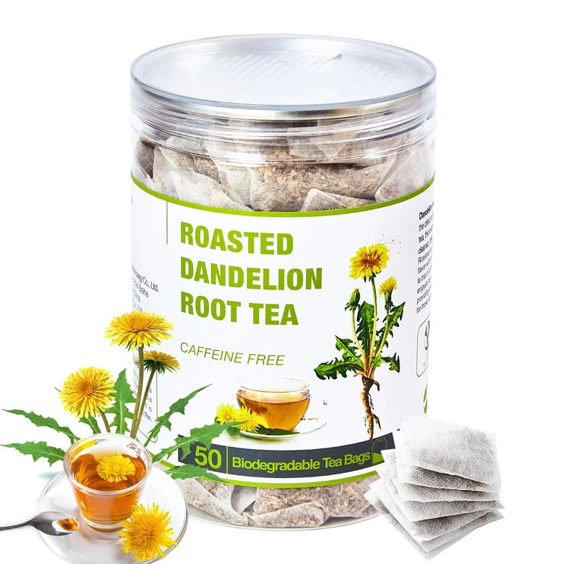 50 Bags Roasted Dandelion Root Tea Bags, 2.5/Bags, Natural Dried Dandelion Root, Dandelion Tea Loose Leaf, Caffeine Free, Health Herb Teas