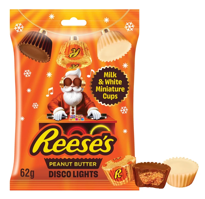 Reese's DJ Santa Lights, Christmas stocking filler, miniature peanut butter cups pouch 62g