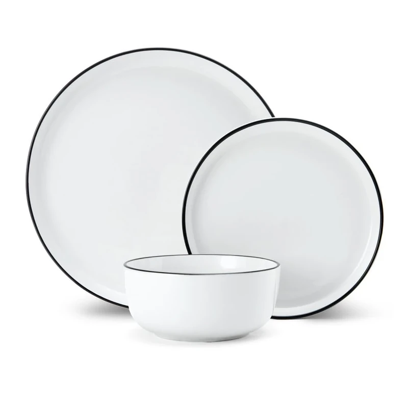 Mikasa Limestone 12pc Porcelain Dinner Set, White Dinner Service for 4 with Dinner Plates, Side Plates & Bowls | Gift Boxed & Dishwasher Safe