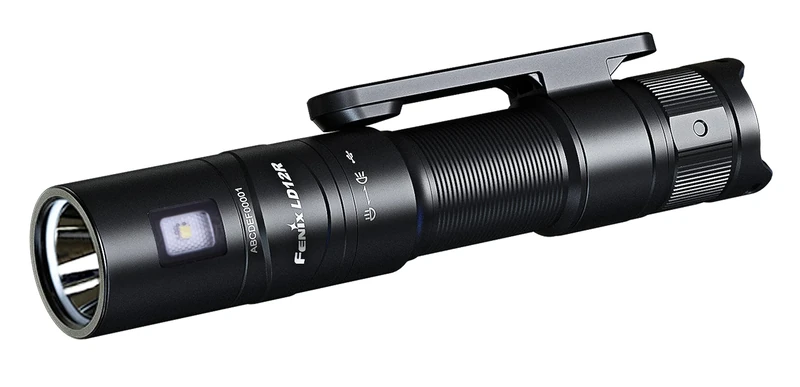 fenix LD12R, Rechargeable Dual Light Source LED Torch | 600 Lumen Spotlight | 100 Lumen Side Floodlight | 186m | 16 Hrs Max | Magnetic Pocket Clip | 14500 Battery Included | AA Compatible | IP68