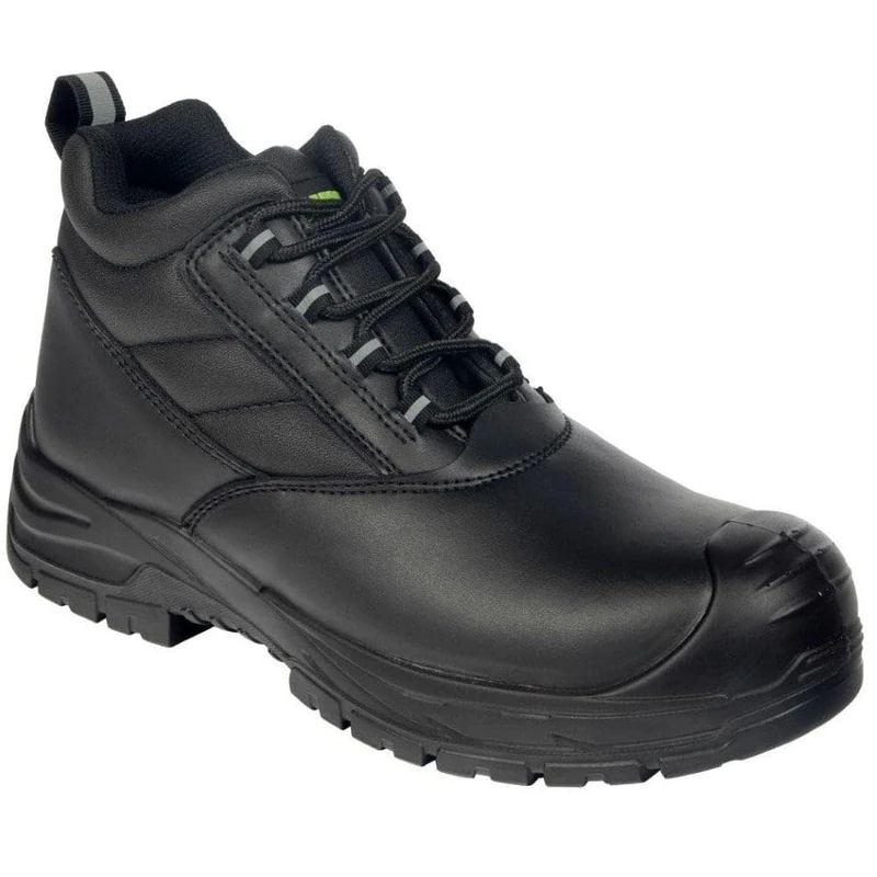 Apache Hamilton Mens Work Boots | Black Leather UK Size 9 | Composite Toe Cap and Midsole | All Day Comfort | Ladder Grip PU Outsole