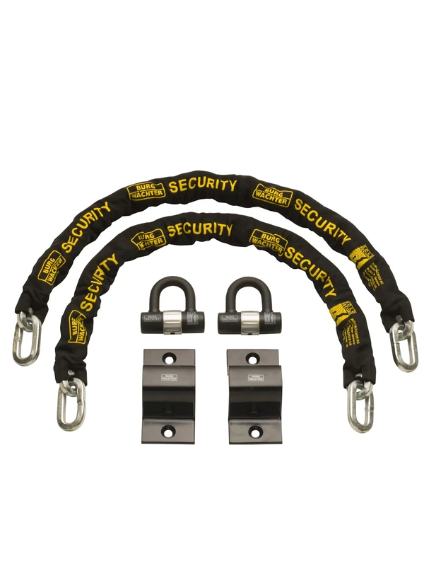 Burg-Wachter Sold Secure Diamond & Gold 12mm Keyed Alike Chain Lock & Ground Anchor Twin Pack, Black, 1M
