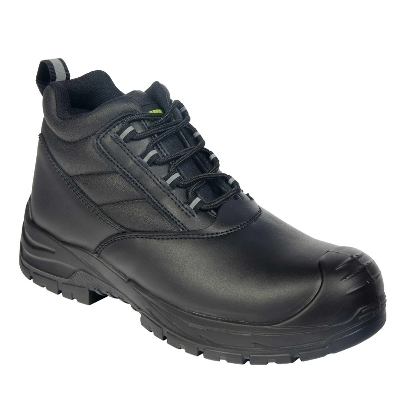 Apache Hamilton Mens Work Boots | Black Leather UK Size 7 | Composite Toe Cap and Midsole | All Day Comfort | Ladder Grip PU Outsole