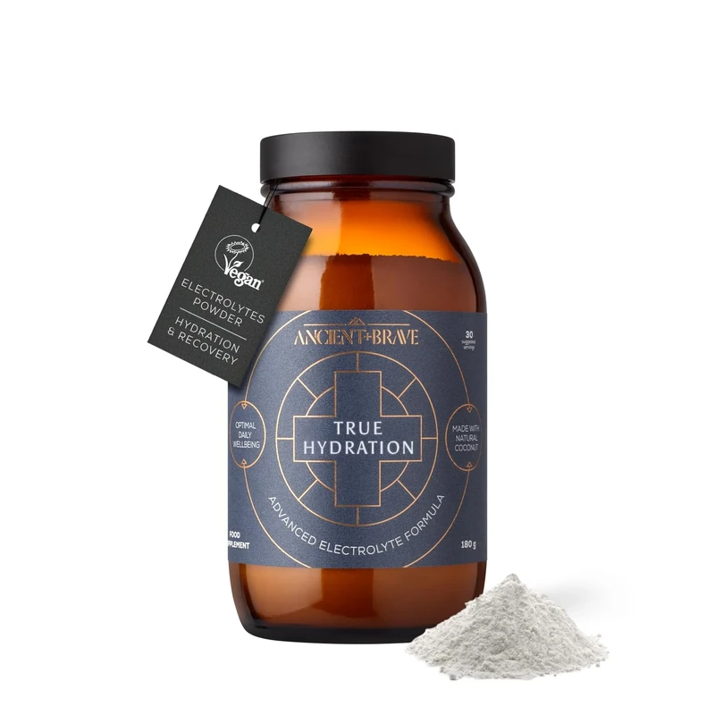 Ancient + Brave True Hydration 180g Jar - Electrolytes Powder with Magnesium, Potassium & Chromium - Natural Coconut Water Electrolyte Powder for Morning Hydration, Workout Recovery & Fasting Support