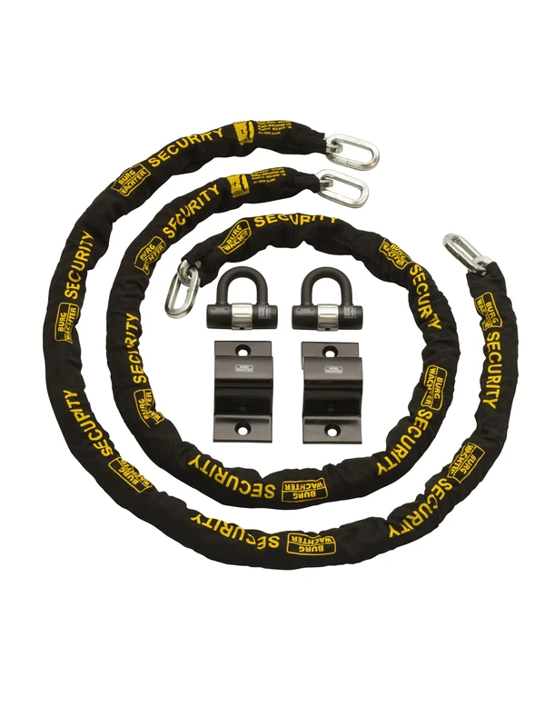 Burg-Wachter Sold Secure Diamond & Gold 12mm Keyed Alike Chain Lock & Ground Anchor Twin Pack, Black, 2M