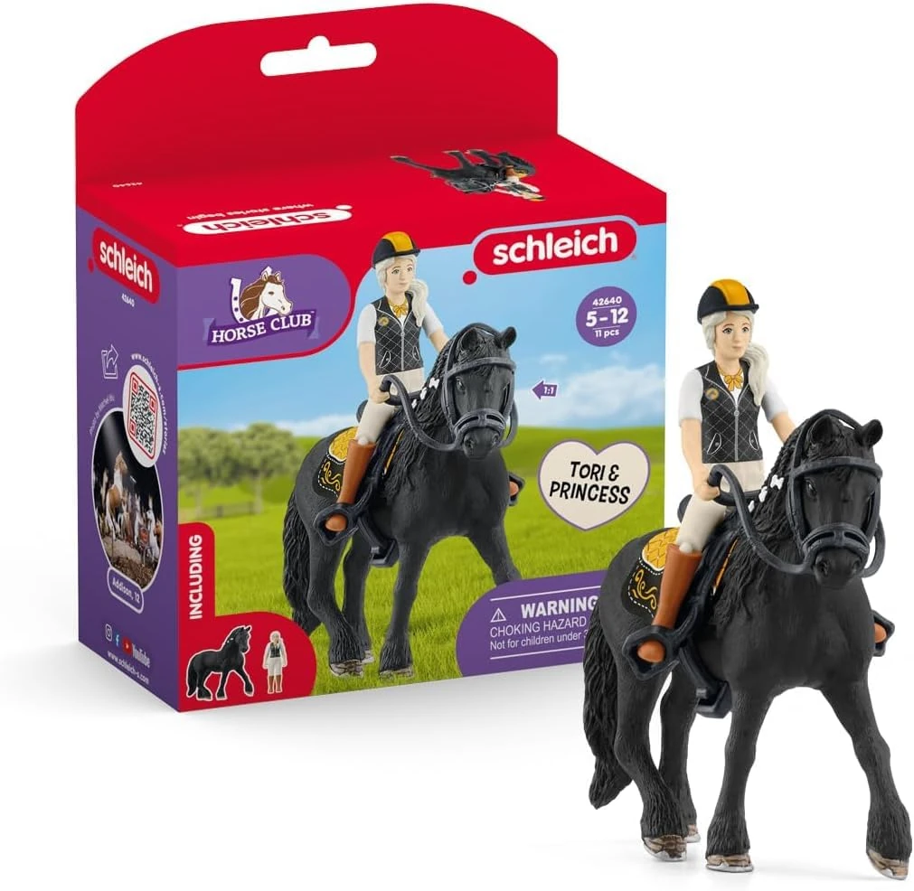 SCHLEICH 42640 HORSE CLUB Horse Club Tori & Princess Playset for ages 5+, Black