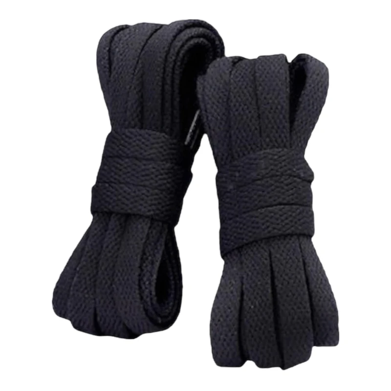Danraw Stores [PAIR] 120cm 0.8mm Flat Shoe laces, Soft Trainer Lace, Sneaker Lace, Polyester,Sports, Casual, Hiking, Mountaineering, Walking, Running… (Black, 140 cm)