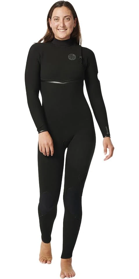 RIP CURL Womens E-Bomb 3/2mm Zip Free Wetsuit - Black - Easy Stretch Lightweight Flash Lining