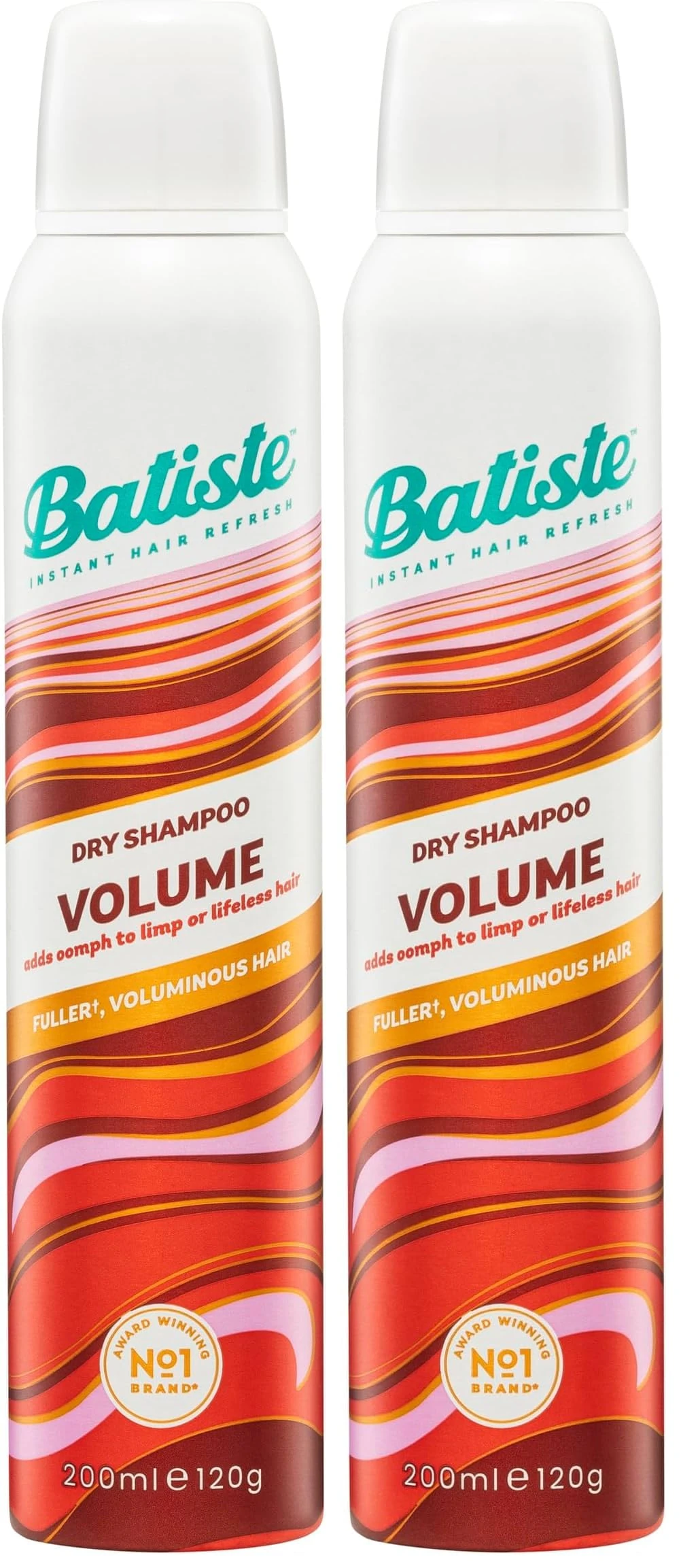 Batiste Dry Shampoo and Volume 200ml, Hair Benefits with Plumping Collagen, No Rinse Spray to Refresh Hair in Between Washes (Pack of 2)