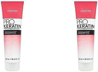 Creightons Pro Keratin Strength & Repair Shampoo (250ml) - Helps boost keratin levels for silky smooth, more manageable hair. For dry, damaged, natural or colour treated hair (Pack of 2)