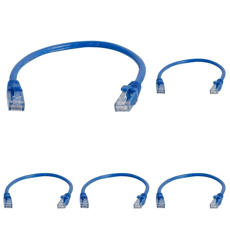C2G 83159 0.3M BLUE Cat5e Ethernet RJ45 High Speed Network Cable, LAN Lead Cat5e Unshielded PVC UTP Patch Cable (Pack of 5)