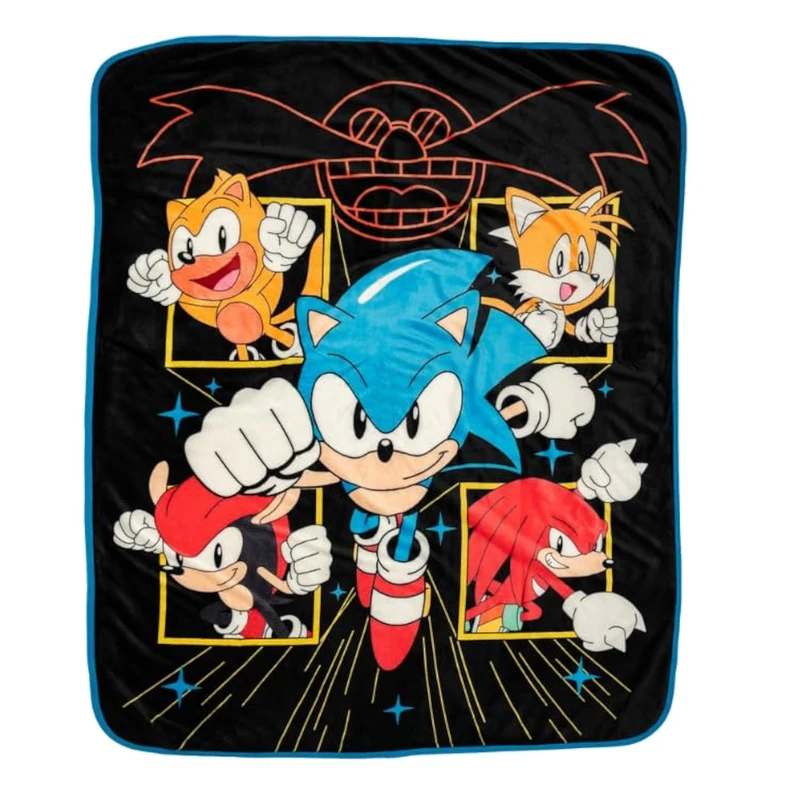 Franco Sonic The Hedgehog Kids Soft Plush Sherpa Duvet Cover Set, 50" x 60" (Officially Licensed)
