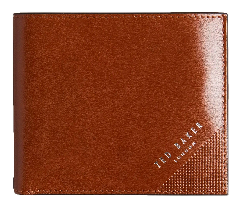 Ted Baker London PRUGS-Embossed Corner Leather Bifold, TAN