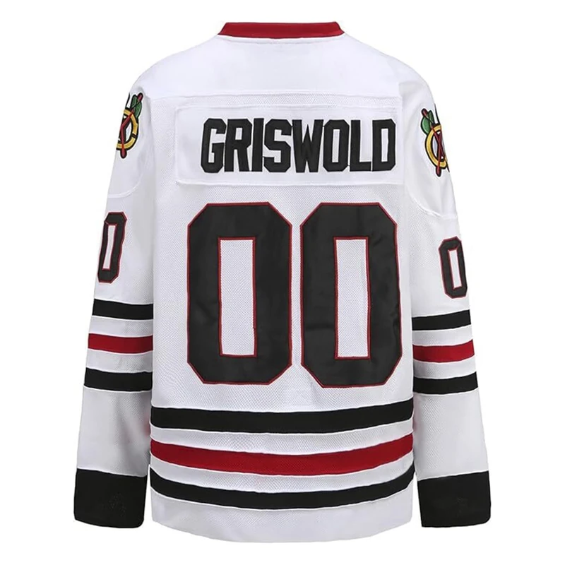 UNLC Griswold #00 Movie Hockey Jersey – Stitched Letters and Numbers S-5XL Authentic Fabs Apparel, 00#White, M