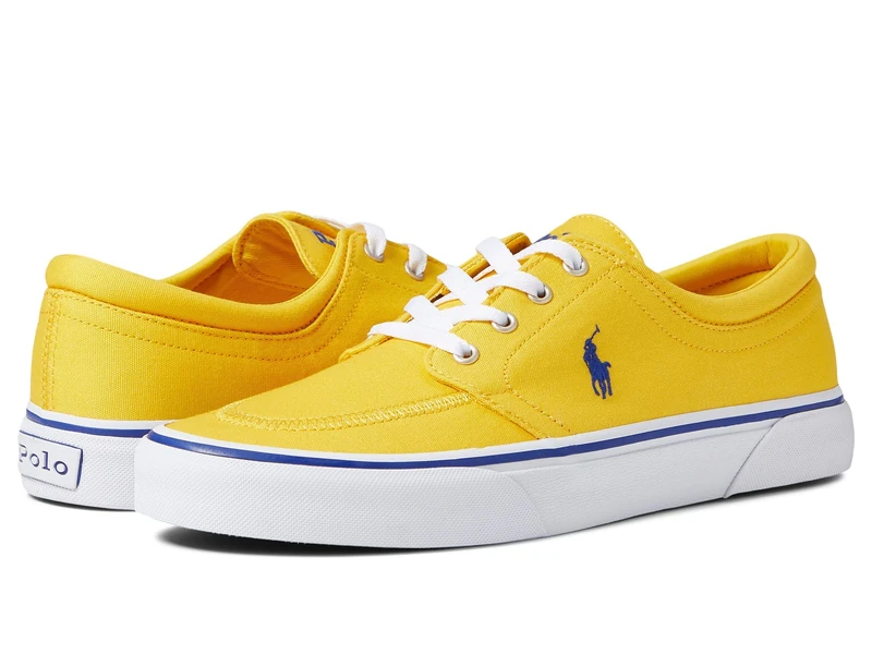POLO RALPH LAUREN Men's Keaton Laceless Sneakers, Yellow/Royal, 6 UK