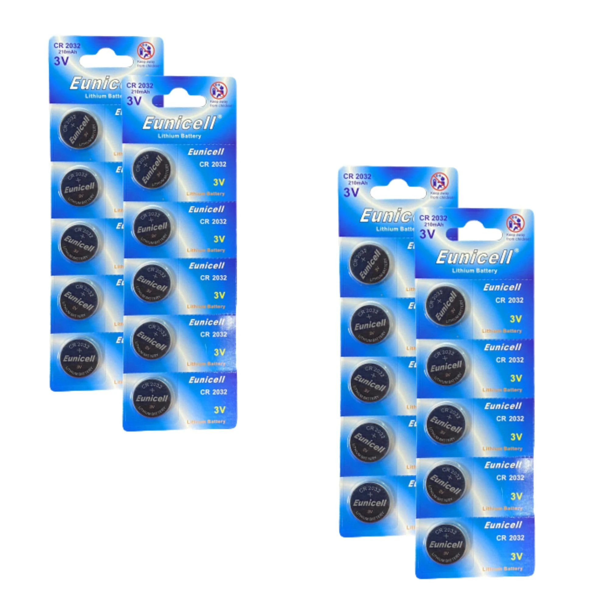 Eunicell - 20 x CR2032 3V Lithium Coin Battery/Button Battery - (DL2032/CR2032) Suitable for use in LED lights, Digital Voice Recorders, Toys, Blood Glucose, Cholesterol Testing, Meters, Toys