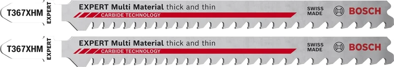 Bosch Professional 10pcs EXPERT Multi Material T367XHM Jigsaw Blade (for Tough steel, Aluminium, Wood with metal, Construction wood, Plastics, Length 132 mm, Accessory Jigsaw)
