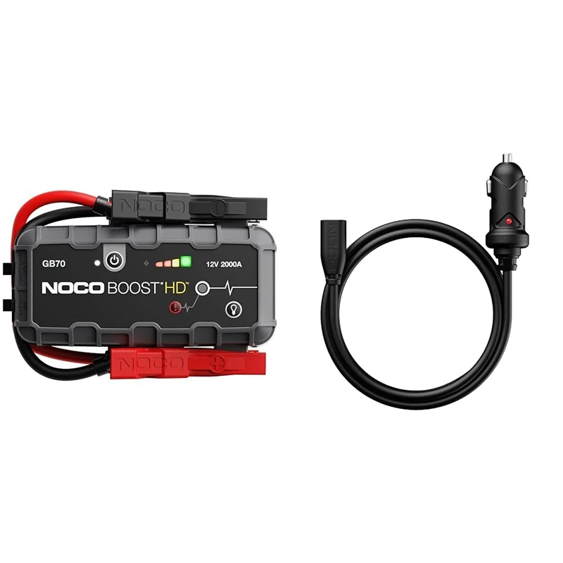 NOCO Boost HD GB70 2000A UltraSafe Car Jump Starter, Jump Starter Power Pack, 12V Battery Booster & GBC011 Boost X 65W 12V Car Charger for GBX45, GBX55, GBX75 and GBX155