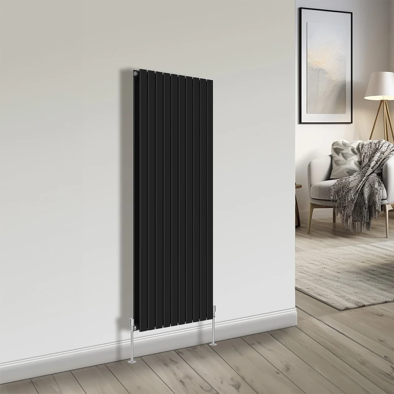 NRG Bathroom Radiator Black 1600x680mm Double Flat Panel for Living Room and Kitchen